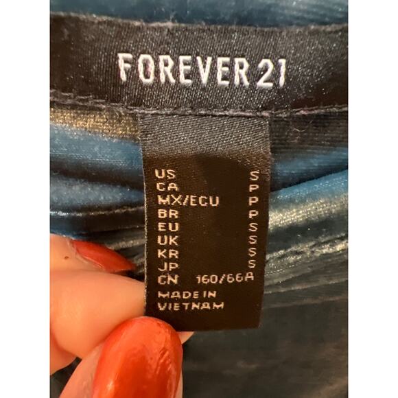 Forever 21 Blue Gray Velour High Split Pencil Skirt Women’s Small S - Picture 5 of 8